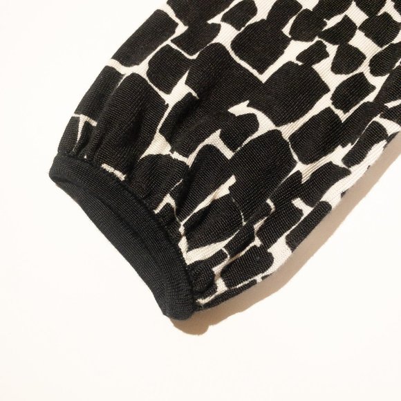 White House Black Market Sweater Dress Black White Geometric 3/4 Sleeve Small - Picture 8 of 11